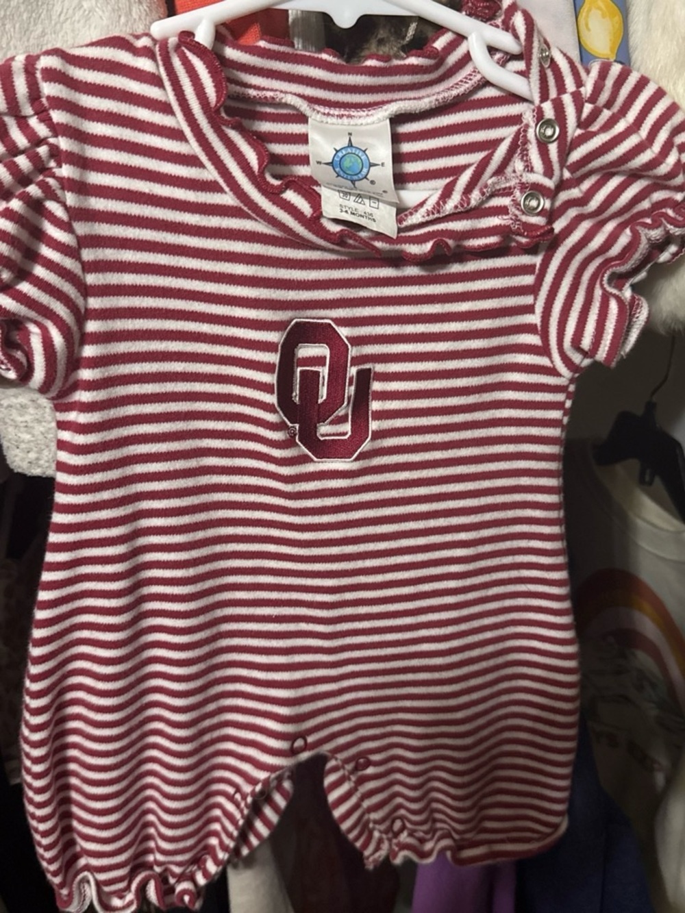 Nautica Red and White Striped Baby One-Piece Bodysuit